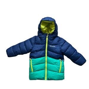 Columbia Toddler Boys 3T Navy Green Hooded Jacket Gorpcore Outdoors